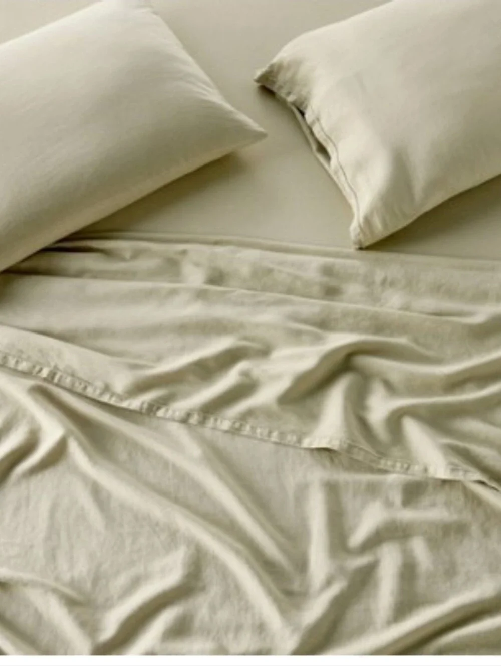 Casaluna- Full 100% Linen Sheet Set Light Olive Green - New